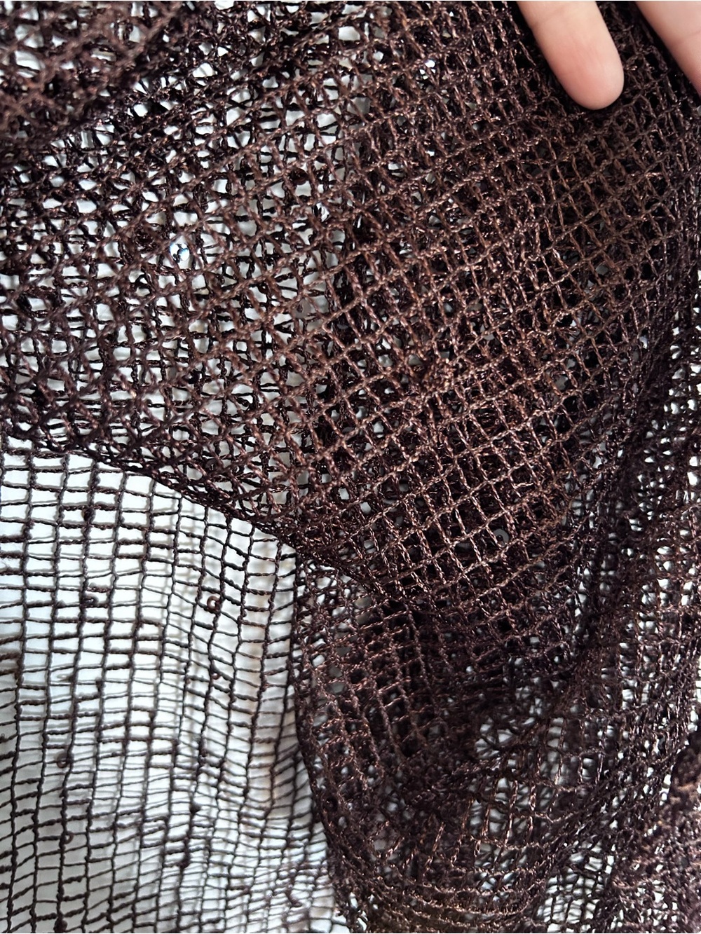 La Blanca by Rod Bettie Brown Sequin Netted Long Sleeve Swim Coverup Top - Picture 4 of 5